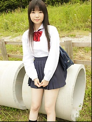 Young japanese girl Mirai Himeno posing outdoor
